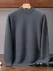 Nuevo suéter de cachemira para hombre de cuello alto medio para otoño e invierno, jersey grueso de cachemira tejido de color liso, camisa básica casual de negocios