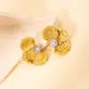 Pendientes de Acero Inoxidable Estilo Retro Europeo y Americano Diseño Geométrico de Alta Gama Concha Circona Pendientes de Lujo Ligero Pendientes de Acero de Titanio para Mujer