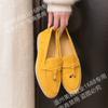 Mocasines con Forro de Piel de Oveja para Mujer 2026 Primavera Nuevo Estilo Piel Genuina de Oveja Color Albaricoque Hebilla Planos Suaves y Cómodos