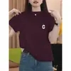 Camiseta de Algodón para Mujer con Cuello Redondo y Mangas Cortas 2026 Nueva Moda Versátil Elegante Camiseta Básica que Reduce la Edad para Verano