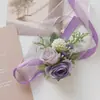 Art Accord 472 Suministros para Bodas Banquete Flor de Simulación para Invitados Ramillete del Novio Flor de Mano Morado