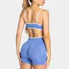 Soporta procesamiento OEM/ODM y personalización Conjunto deportivo de estampado de leopardo para mujer, sujetador y shorts, conjunto de ropa deportiva para exteriores y yoga
