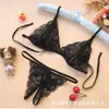 Lencería sexy de tres piezas bikini de entrepierna abierta conjunto de pijama de encaje conjunto de sujetador con tanga conjunto de dos piezas para entrega de regalo