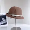 Chapéu Bucket com Borda de Laço de Seda e Linho Decorativo em Renda para Mulheres, Chapéu de Feltro de Lã Australiana de Inverno, Chapéu de Pescador Versátil e Estiloso