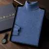 Suéter masculino de cashmere, segunda pele de cashmere, suéter de gola alta, suéter masculino de lã com gola dupla, suéter de malha pulôver, estilo business casual