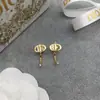 Pendientes Cd de Dior/Christian Dior para Mujer, Lujo Ligero, Estilo Vintage de Alta Gama, Pendientes con Letra Cd Incrustados de Diamantes, Pasadores de Plata 925, Pendientes al por Mayor