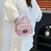 Bolsa de Mão Pequena Quadrada Tendência Estilo Coreano para Mulheres, Nova Moda Verão 2025 Bolsa de Ombro com Fivela de Travamento, Bolsa Transversal para o Dia a Dia