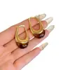 Pendientes Retro Ámbar Marrón para Mujer 2025 Nuevo Estilo Caliente Lujo Accesible de Gama Alta Estilo Retro de Hong Kong Pendientes Únicos de Nicho