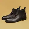Zapatos de cuero de estilo transfronterizo para hombre, zapatos de cuero de piel de caballo genuina para hombre, botas de hombre, zapatos de tendencia británica, botas de cuero con punta, botas de talla grande