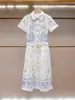 Vestido de Verano Nuevo de Alta Gama para Mujer Estilo Francés Delgado Bordado Hueco de Manga Corta de un Solo Botón en Shenzhen Nanyou