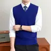 Chaleco de punto de lana con cuello en V otoño negocios casual trabajo de recepción temperamento profesional suéter de invierno para hombres y mujeres