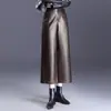 Pantalones de cuero cortos gruesos forrados de polar para mujer, nuevo estilo otoño e invierno 2026, pantalones rectos de pierna ancha estrechos de cintura alta adelgazantes para mujer