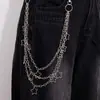 Joias da Moda Transfronteiriças Europeias e Americanas Pingente de Estrela de Metal da Moda Corrente de Cintura para Mulheres Hip-Hop Legal Acessório de Corrente de Calça Multicamadas