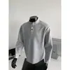 Camiseta Larga Holgada Gruesa de Moda para Hombre, Top Casual Desestructurado de Otoño, Camiseta Básica Estilo Americano de Peso Pesado con Parches G