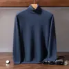 Suéter de cachemira de color liso para hombre, con cuello alto, estilo jersey, adecuado para hombres de mediana edad, que ofrece un look business casual, suave y cálido, y perfecto como capa base.