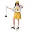 Conjunto de Verano para Niñas Estilo Coreano Casual Dibujos Animados Manga Corta Pantalones Cortos Ropa Deportiva de Verano para Niños Mayores Conjunto de Dos Piezas