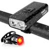 Luz Dianteira de Montanha Amazon 2T6 Luz Forte Luz de Bicicleta Carregamento USB com Display de Energia Luz de Advertência Transfronteiriça para Ciclismo