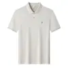 Camisa Polo de Manga Corta Fina de Seda para Hombre, Estilo Ralph Lauren, Camiseta Transpirable de Algodón y Lino con Cuello de Solapa