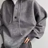 Suéter de Punto con Capucha Cross-Border Cleanfit para Hombre, Estilo Perezoso Holgado de Otoño e Invierno Chaqueta Superior de Media Botonadura