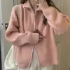 Abrigo para mujer 2023 otoño e invierno Nueva Moda cárdigan de punto holgado diseño suave pegajoso para mujer abrigo suéter con cremallera