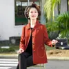 Moda Nueva Primavera 2026 Abrigo para Mamá de Mediana Edad, Chaqueta Elegante de Primavera y Otoño con Cuello Solapa para Mujeres Menudas de Mediana Edad y Mayores