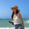 Sombrero de Paja Tejido Retro Sombrero de Vaquero Occidental Cordón Ajustable Sombrero de Caballero Verano Playa Protección Solar Sombrero para el Sol para Hombres y Mujeres