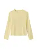 Camiseta Base de Imitación Cachemir con Cuello Redondo para Mujer 2026 Primavera/Verano Nuevo Estilo Ajustada de Manga Larga Top Versátil de Hombro Normal