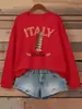 Moletom Feminino com Estampa de Arquitetura Italiana Bonita Hip-Hop Macio Roupa Esportiva Gola Redonda Pulôver Caimento Solto
