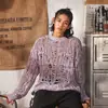 Moda Otoñal Estilo Desgastado Hueco Hombres Silueta Holgada Tendencia Diseño Desgastado Marca de Tendencia Base de Punto Suéter