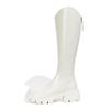 Botas largas con boca en V para mujer, otoño e invierno 2023, nuevas botas altas con suela gruesa aumentada, botas de jinete, tacón medio blanco arroz