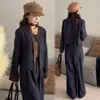Traje de Moda para Mulheres 2025 Outono Novo Elegante Chique Jaqueta Curta e Calça de Pernas Largas Conjunto de Lã de Duas Peças Tendência