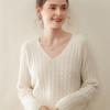 Luxo Leve Macio e Aconchegante ~ Suéter de Cashmere de Bebê para Mulheres, Gola V, Estilo Solto e Relaxado, Suéter Versátil Oversized de Tricô Trançado
