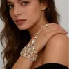 Pulseira de Noiva de Material Ecológico Europeu e Americano, Joia Brilhante com Strass, Corrente de Pulso de Luxo para Dança Latina, Acessórios para Vestido de Noiva