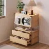 Armário de revistas com porta basculante estilo tronco de árvore Estante estilo japonês Estante com prateleiras Armário com gavetas Armário lateral para sala de estar Armário de armazenamento para entrada Armário de armazenamento nórdico