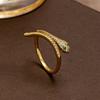 Anel de cobra verde com diamantes estilo coreano, feminino, fofo, inteligente, abertura, vida, ano, luz, luxo, pulseira, anel de alta qualidade para mulheres