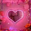 Espejo LED de Dibujos Animados Luz de Neón Espejo de Maquillaje Emisor de Luz Decoración Regalo para Niña Espejo de Corazón Luz de Ambiente Luz de Relleno
