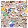 50 peças de adesivos de gato gordo adesivos de grafite decorativos à prova d'água de desenho animado fofo para notebook skate copo de água