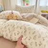 Gaze de Camada Dupla Roupa de Cama para Dormitório Estudantil Conjunto de Três Peças Roupa de Cama para Quarto Capa de Edredom Individual Lençol de Elástico Lençol Roupa de Cama