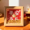 Marco de Foto de Árbol de Navidad de Oro Puro 999 Adorno Feng Shui para la Paz y la Alegría, Soporte de Exhibición del Dios de la Riqueza, Regalo para Familia y Amigos