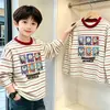 Camiseta base de rayas para niño, de algodón puro, manga larga, estilo nuevo para primavera y otoño