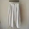 Traje de mujer de color marrón oscuro, de cintura alta, con pliegues y pantalones de pierna ancha para otoño, con un diseño casual, holgado, adelgazante, de pierna recta y largo hasta el suelo