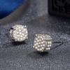 Aretes clásicos de fuente viva con circonita microincrustada, redondos, perforación completa, grupo envolvente cilíndrico con circonita incrustada, aretes brillantes