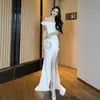 Vestido Negro Estilo Hepburn Francés para Mujer, Verano de Gama Alta Elegante Ceñido a la Cintura Vestido de Fiesta de Cumpleaños con Falda Larga de Abertura