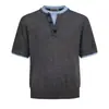 Camiseta de Punto de Manga Corta Estilo Americano Falso Dos Piezas para Hombres y Mujeres, Verano Vintage Estilo Old Money, Camiseta Casual Holgada de Moda con Cuello en V
