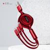 Cable de carga rápida retráctil de silicona para teléfono móvil, cable de datos USB de uno a tres cables para Apple Android Tipo-C, regalos