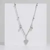Tobillera de Cadena de Clip de Papel con Colgante de Amor de Circonita Pave de Amazon Tobillera con Costura de Perlas de Arroz Joyería de Moda Regalo para Mujeres