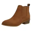 Botines Chelsea retro marrones transfronterizos europeos y americanos, botines tobilleros adelgazantes para mujer, acabado mate, tacón grueso, cremallera lateral, venta al por mayor, talla grande