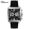 Reloj Multifuncional Chenxi para Hombre Calendario Impermeable Luminoso Reloj para Hombre Cuadrado Correa de Silicona Doble Pantalla Reloj Electrónico Venta al por Mayor
