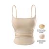 Camisola Plisada Ceñidora de Cintura con Sujetador Incorporado, Top Corto Ajustado con Almohadillas en el Pecho, Estilo Puro Deseo