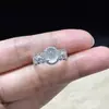 Anillo de Plata de Ley S925 Estilo Vintage Huevo de Jade Espuma de Agua para Mujer, Anillo de Encaje Versátil Exquisito de Lujo Ligero, Nuevo Estilo Chino Jade